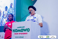Accra Major, Elizabeth K.T. Sackey speaking at the launch of the clean up exercise
