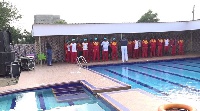 Fire and Safety officers of the Tema Port pictured during the swimming lessons