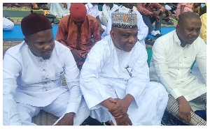 Alhaji Hudu Mogtari (Middle) joined other Muslims in the constituency to celebrate Eid-ul-Adha