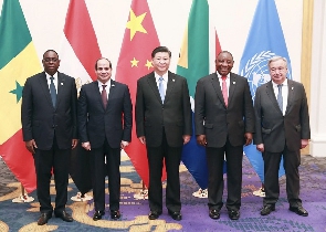 China's president (middle from left) with other dignitaries