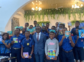 Dr Joseph Gerald Tetteh Nyanyofio with students on the occasion of the World Teachers' Day