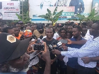 The leader of the association, Emmanuel Kofi Ayamga speaking to the media