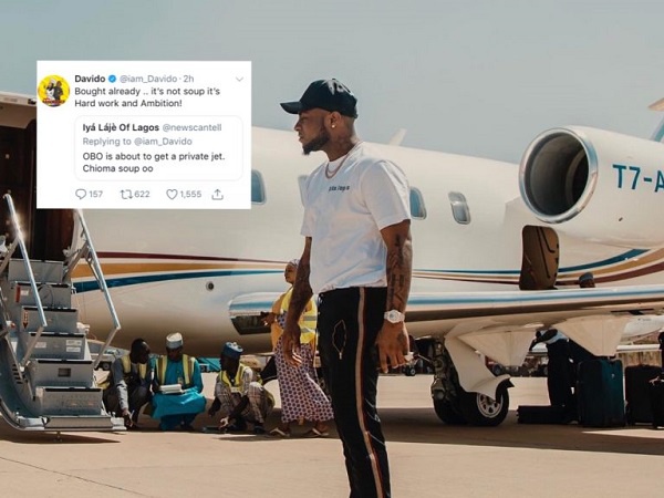 Davido pampers himself with a new private Jet