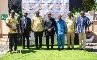 Deputy Minister for Lands, George Mireku Duker with some officials of the GGSA