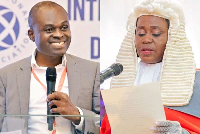 Martin Kpebu (L) and Justice Gertrude Torkornoo (R)