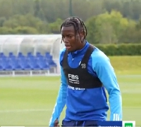 Abdul Fatawu Issahaku training with Leicester City