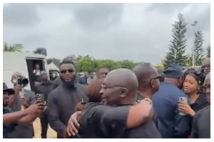 Dr Mahamudu Bawumia in a warm embrace with Joyce Bawah Mogtari