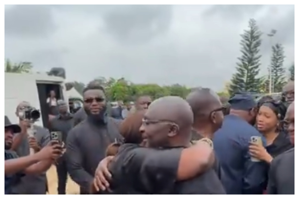 Dr Mahamudu Bawumia in a warm embrace with Joyce Bawah Mogtari