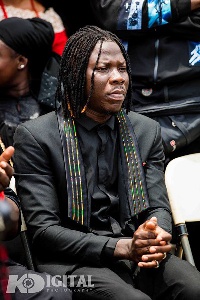 Stonebwoy at the burial service for Ebony