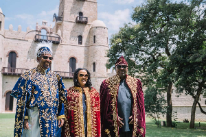 The three were adorned in the traditional 'kaba'