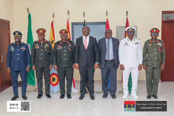 The Minister of Defence with the CDS and other Service Chiefs