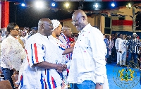 Kennedy Agyapong, Assin Central MP greets Bawumia at the Accra Sports Stadium | File photo
