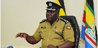 Mr Fred Enanga, the police spokesman, addresses the media during a police press briefing in Kampala