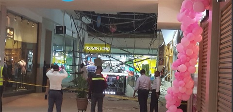 Customers fled when portions of the ceiling collapsed