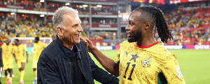 Carlos Queiroz (L) and Antoine Semenyo (R)