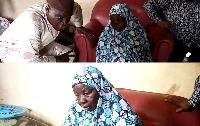 Haruna Iddrisu and Ahmed Suale's mother, Yakubu Arahamatu during the visit