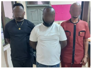 The three suspects in police custody
