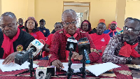 The teacher unions addressing the press
