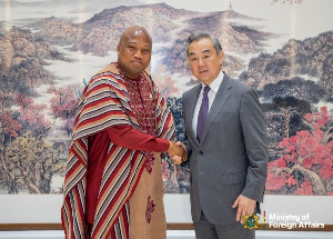 Samuel Okudzeto Ablakwa (Left) and China's Foreign Minister, Wang Yi