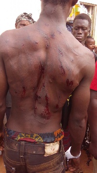 Driver Osei Manu was beaten with wounds on his body