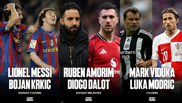 Messi and Krkic (L), Amorim and Dalot (M), Viduka and Modric(R) have family ties