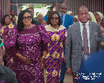 Dr Agnes Naa Momo Lartey (L) arriving at the event and walking with the Wengams