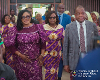 Dr Agnes Naa Momo Lartey (L) arriving at the event and walking with the Wengams