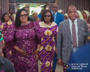Dr Agnes Naa Momo Lartey (L) arriving at the event and walking with the Wengams