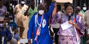 The First Lady introduced the NPP Parliamentary candidate for Ningo Prampram, Alexander Martey