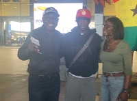 Ekow Boye-Doe with his parents at the airport