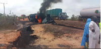 A fuel tanker collided with a lorry carrying passengers and cattle