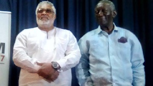 Former President Rawlings (L) has apologised to Kufuor (R) over his inappropriate choice of words