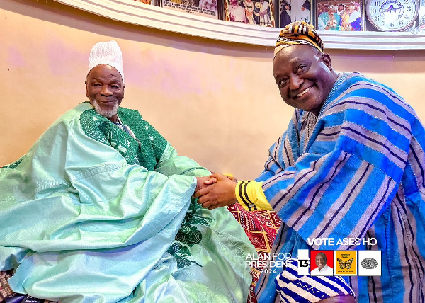 Alan Kyerematen in a handshake with Yaa Naa Abubakari Mahama II