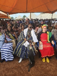 Her Excellency Imane Ouaadil dressed in Ghana flag colours