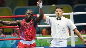 Bastie Samir win one boxing tournament for 2008 Beijing Olympics against Nigerian Izobo Dauda