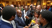 President Akufo-Addo interacting with the Ghanaian community in Switzerland