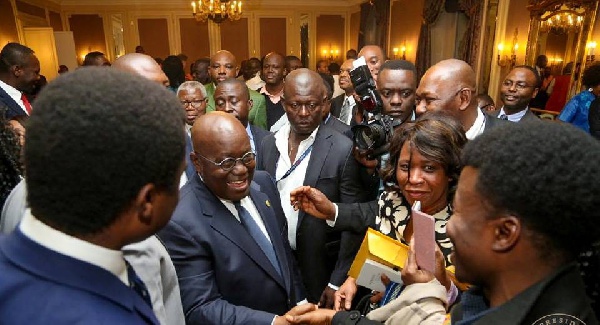 President Akufo-Addo interacting with the Ghanaian community in Switzerland