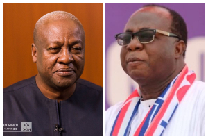 President John Dramani Mahama [L] and Ex NPP National Chairman Freddie Blay