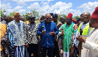 President John Dramani Mahama speaking during an inspection of the proposed airport site