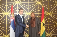 Serbia's Marko Đurić (L) and Ghana's Foreign Affairs Minister, Okudzeto Ablakwa (R)