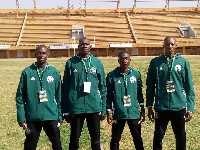 Referee Vincent Kabore with his assistants