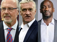 L-R: Franz Beckenbauer, Didier Deschamps and Otto Addo are in the FIFA World Cup club