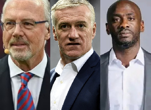 L-R: Franz Beckenbauer, Didier Deschamps and Otto Addo are in the FIFA World Cup club