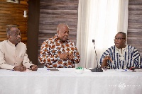 Former President, John Dramani Mahama empanelled with Ofosu Ampofo(R) and Asiedu Nketia