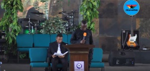 Rev. Daniel Sekpey speaking at the Thanksgiving service for late Major Mahama
