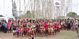 Zulu women gathered to take part in the annual Reed Dance ceremony. Zulu women gathered to take part in the annual Reed Dance ceremony.