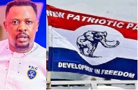 Prophet Nigel Gaisie and the NPP flag