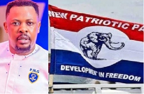 Prophet Nigel Gaisie and the NPP flag