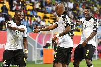 Andre Ayew and other players celebrating