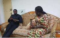 John Dumelo with Mrs Elizabeth Ofosu Adjare, Minister of Tourism